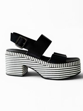 Barneys New York Striped Leather Platform Sandal | 40
